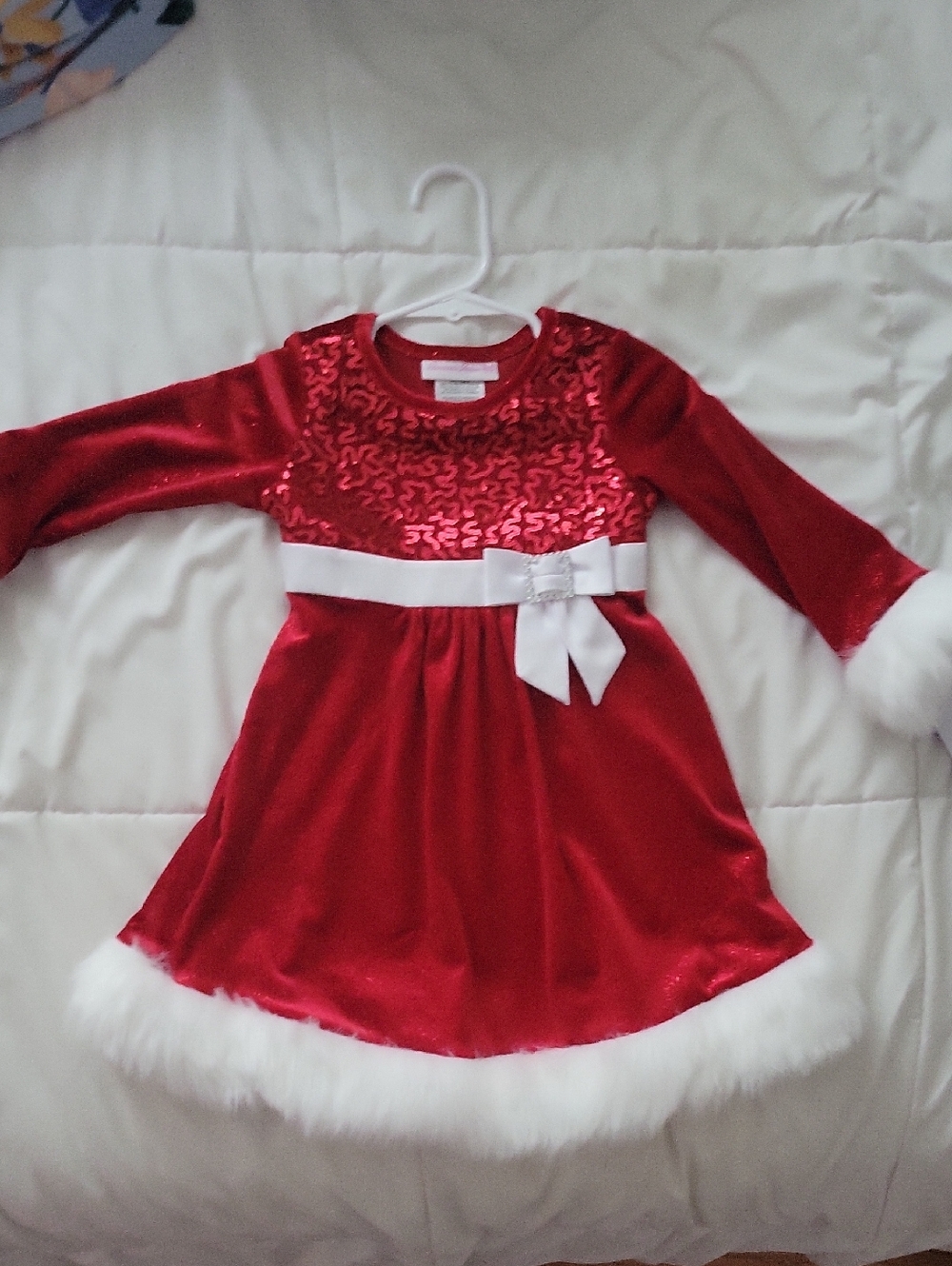 Bonnie Jean Red Sequin Holiday Dress with Sparkle Bodice